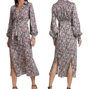 Cinq a Sept NWT Quinn Powder Blue Multicolored Midi Dress Size 2